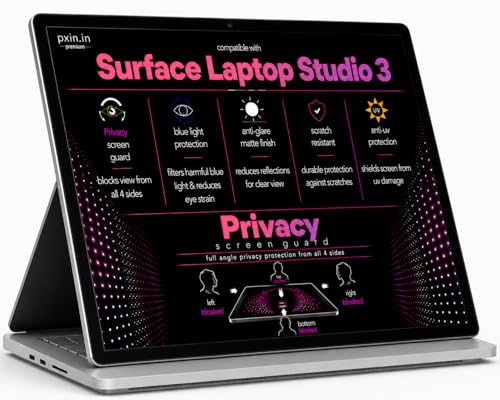Image of Pxin 360 Pro Privacy Screen guard compatible with Surface Laptop Studio 3 | Anti Glare | Anti UV | Anti Blue | Anti Reflection | Privacy Filter | Unbreakable Build