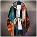 BIVENANT Cardigan Hoodies for Men Fashion Long Sleeve Colorful Men's Long Cardigan Hoodies Zip Up Sweater Jacket Geometric Graphic Long Coat with Hood Loose Fall Outfits