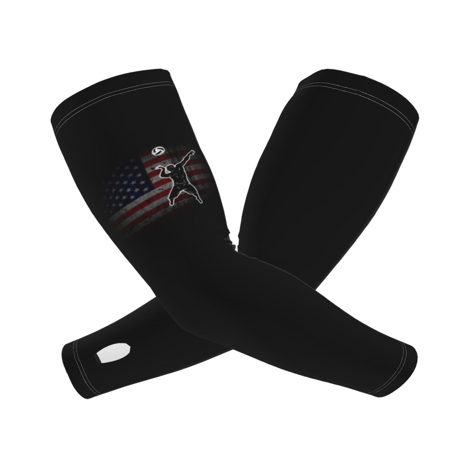 SwpWab USA Flag Volleyball Sun-Defying Elegance Comfortable Cooling Arm Sleeves