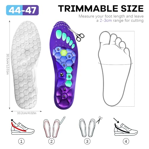 Image of HANNEA 1 Pair Acupressure Shoe Sole, Breathable Magnet Nubs Massager shoe insoles for men women Stimulate Blood Circulation, Relieve Tension - acupressure tools acupressure kit (Large Size EU 44-47)