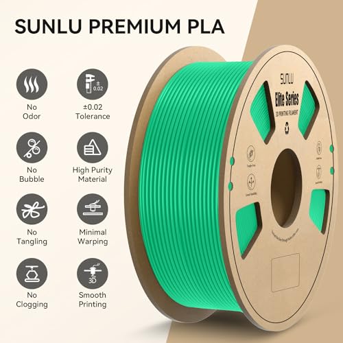 Image of PLA 3D Printer Filament 1.75mm, Fit Most FDM 3D Printers, Neatly Wound, Dimensional Accuracy + /- 0.02 mm, 1kg Spool (2.2lbs), Green