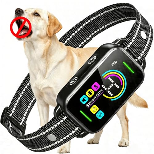 Image of Bark Collar for Large Medium Small Dogs - Smart AI 1S Stop Barking, Anti Barking Device & Dog Training Collar with Beep, Vibration | IP67 Waterproof 8-Level Sensitivity -Jet Black