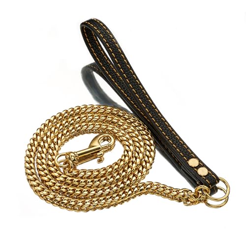 Facilità di controllo con guinzagli per cani resistenti e robusti e manico in pelle manico in pelle guinzaglio portatile corda di precisione realizzata con precisione 60 cm, oro, 60 cm