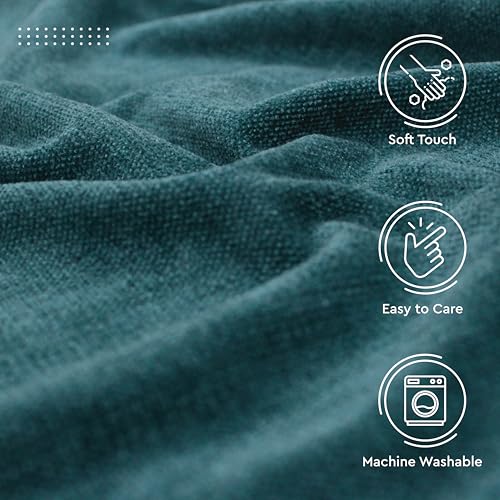 Image of Encasa XO Chenille Textured Fabric Decorative Soft Rich Cloth with Plain Colours for Sofa, Furnishing, Upholstery, Curtains, Cushions and Craft (Azul Blue, 39 inchx55 inch /100x140 cm - 1 Meter)
