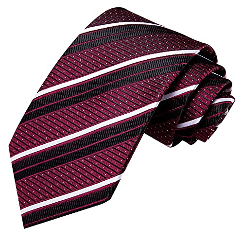 Image of Hi-Tie Men Silk Ties Set with Flower Lapel Pin Necktie Pocket Square Cufflinks for Tuxedo Wedding Business