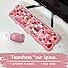X9 Pink Cute Wireless Keyboard and Mouse Combo - 2.4G Retro Typewriter-Style with Aesthetic Bubble Keys - Colorful Hot Pink Keyboard and Mouse Wireless Combo for PC, Laptop, Windows & Chrome