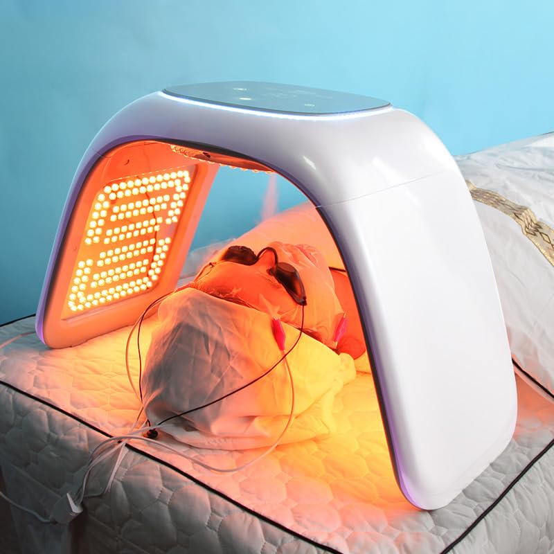 Elitzia Maska na twarz LED z 6 kolorami + światło UV do terapii twarzy z sprayem do pielęgnacji skóry, głęboko nawilża, maska terapeutyczna przeciw starzeniu się skóry, odmładzająca skórę ETLED069