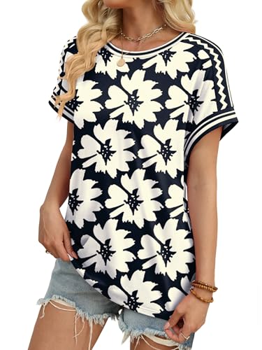 Image of WIHOLL Womens Tops Short Sleeve Shirts Summer Outfits 2026 Spring Dressy Casual Clothes Clothing