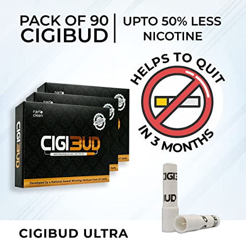 Image of NANOCLEAN GLOBAL PVT. LTD Cigibud Nanoclean Filters | Featured on Shark Tank India 2.0 | Slim Filters for Tar & Smoke Control - White Color - Pack of 3-90 Filters