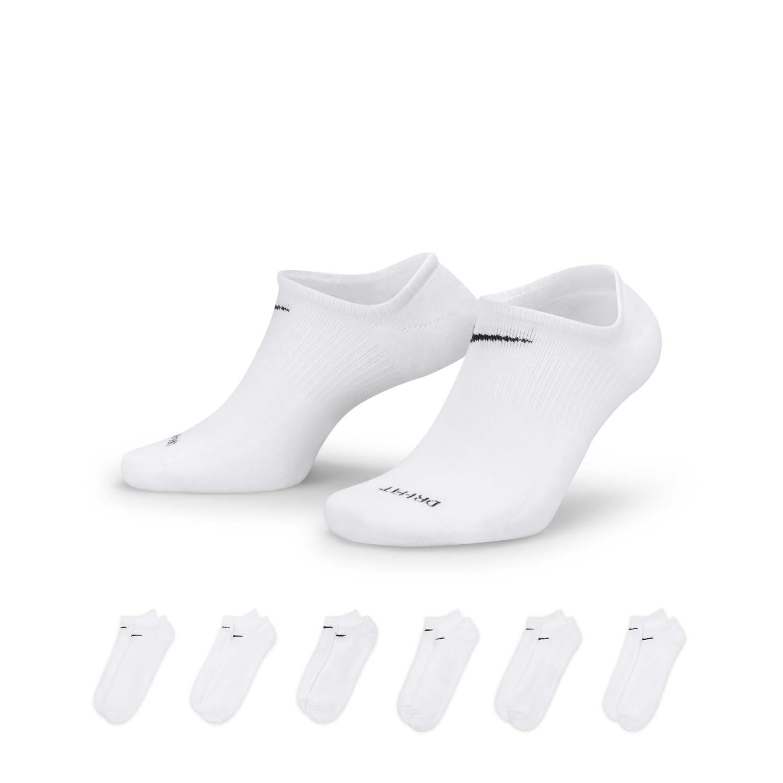 Nike U Nk Everyday Ltwt Ns 6pr-​Band Socks, Unisex adulto, white/​(black), L