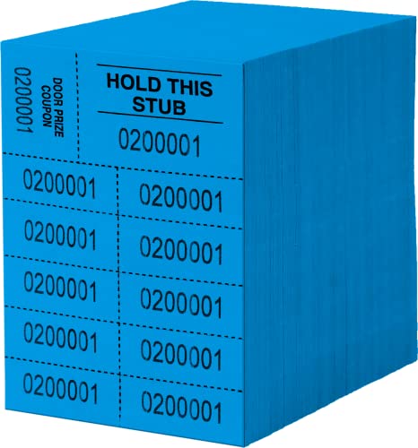 Auction Tickets - 500 Sheets - 10 Numbers per Sheet (Blue)