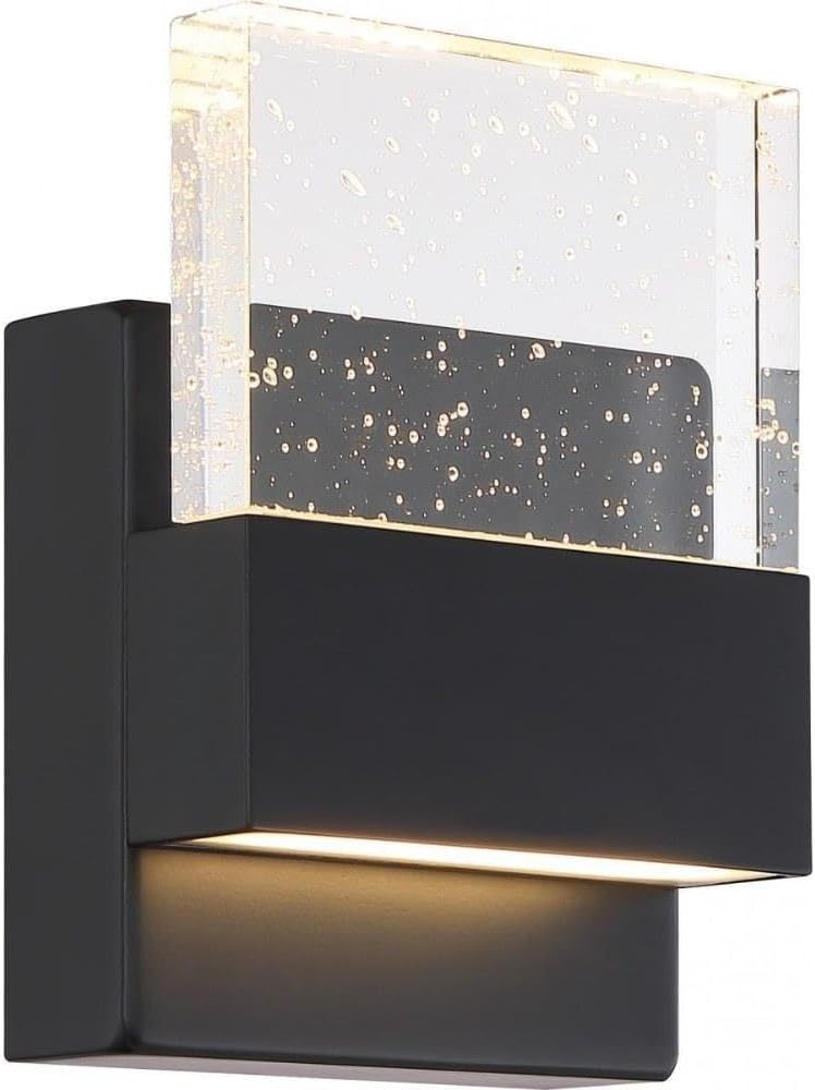 Nuvo Matte Black Finish with Seeded Glass