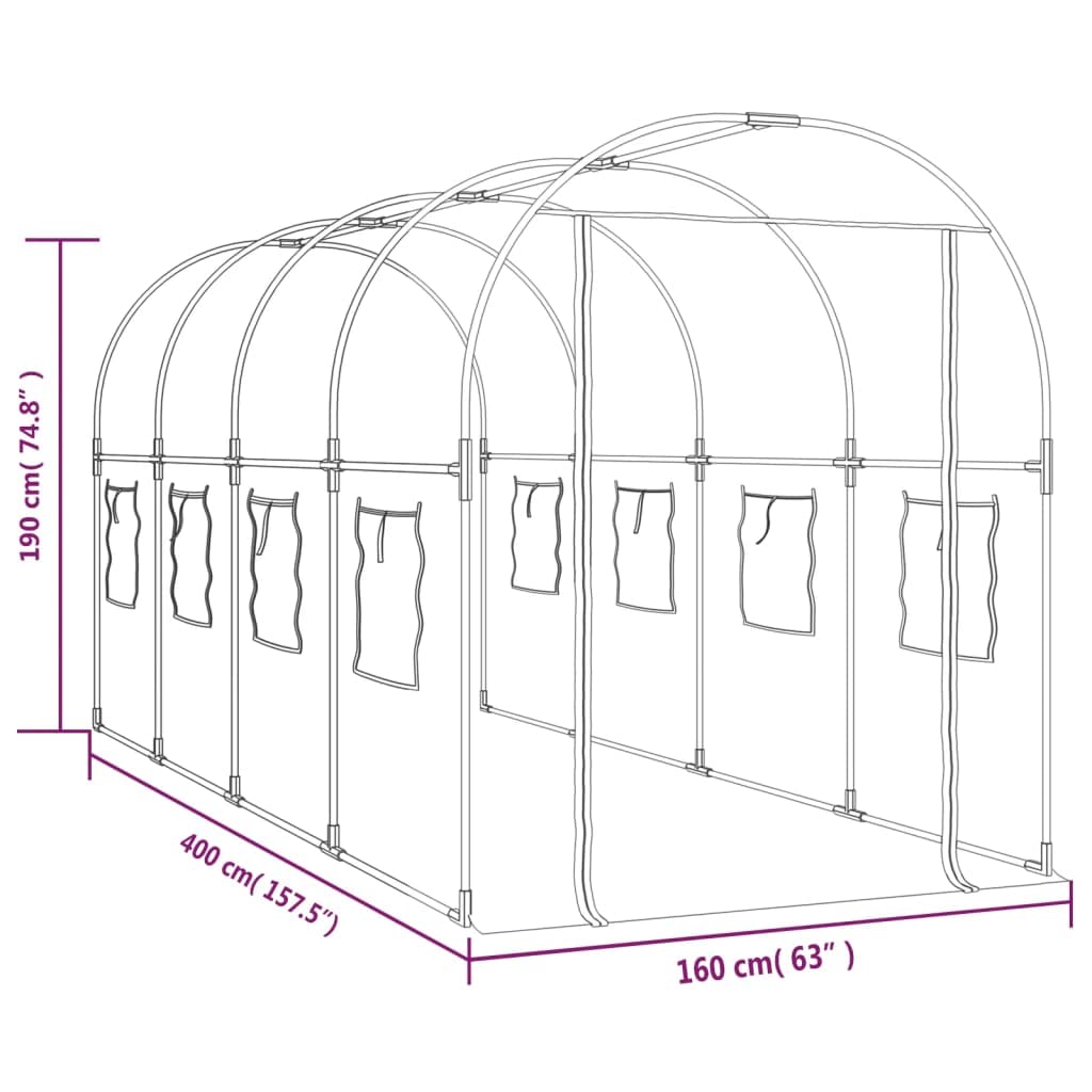 Homgoday Invernadero de Jardín Grande con Estructura de Acero y Cubierta de PVC - Protección UV y 8 Ventanas