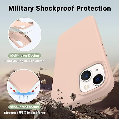 Image of DIZORO Compatible with iPhone 13 Case, Liquid Silicone Case, Full Body Protective Cover, Shockproof, Slim Phone Case, Anti-Scratch Soft Microfiber Lining, 6.1 inch - Pink