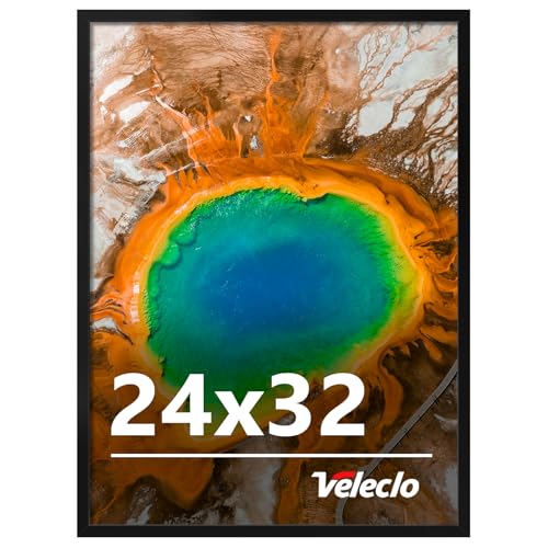 Veleclo 24x32 Picture Frame for Wall Display 24x32 Black Picture Frame with Shatter Resistant Plexiglass Stable and Sturdy 24 x 32 Poster Frame for Wall Display Handpicked Gift Collection 1 Pack