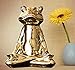 Gold Frog Statue Ceramic Yoga Animal Figurine Zen Frog Statues for Home Table Spiritual Room Decortion, A
