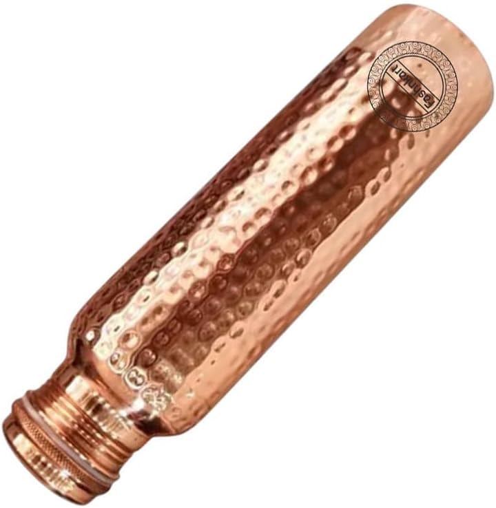5 Stück Wasserflasche aus reinem Kupfer, gehämmert, auslaufsicher, Design Gefäß, Ayurveda, Gesundheit, Krug für Fitness, Sport, Yoga, 750 ml