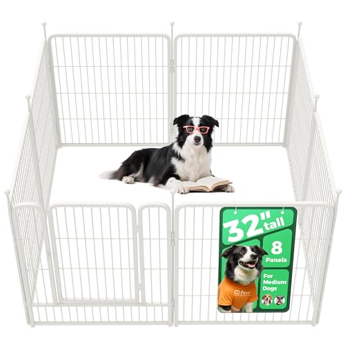 Image of FXW Rollick Unleashed Dog Playpen for Indoor, Yard, RV Camping, 32 inch 8 Panels for Small and Medium Dogs, White│Patented