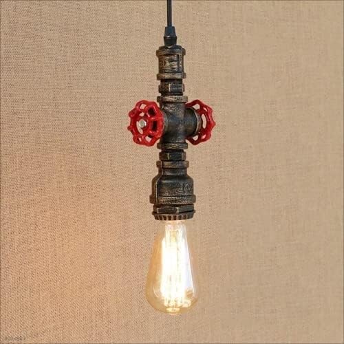 Lustre industriel tuyau d'eau rétro en fer forgé noir pour bar et entrée