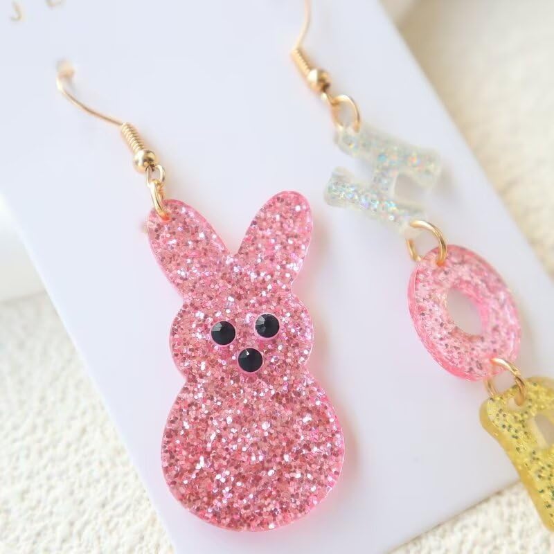 Easter Dangle Earrings Cute Funny Acrylic Colorful Glitter Rabbit Egg Bunny Sparkle Spring Earrings For Women Fashion Holiday Happy Easter Jewelry Gift - Image 3