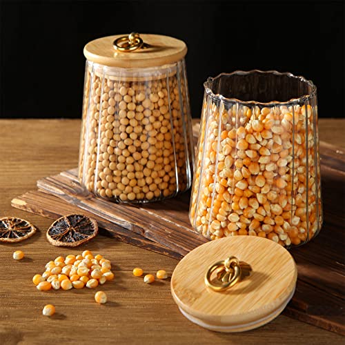MIVIDE 3PCS 630ML Clear Glass Storage Jars with Bamboo Lids - Airtight Tea, Coffee & Sugar Canisters Set for Cookies and Sweets - Image 7