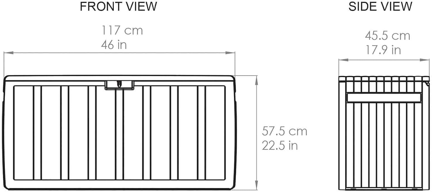 Storage Chest Made of Resin Top 117 x 45.5 x 57.5 cm 270L Click Mount with Closure System in Grey