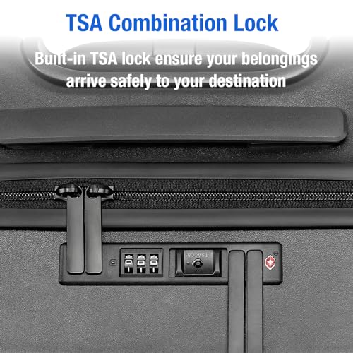 Image of KYME 30-Inch Large Checked Luggage, 100% PC Hardside Suitcase with TSA Lock & Double Spinner Wheels, Durable Travel Hard Shell for Men & Women (Black)