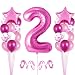 2er Cumpleaños Globos, Decoración de cumpleaños 2 en Rosas, Feliz cumpleaños Decoración Globos 2 Años, Globos Numeros para Fiestas,Globos de Aluminio para Niñas