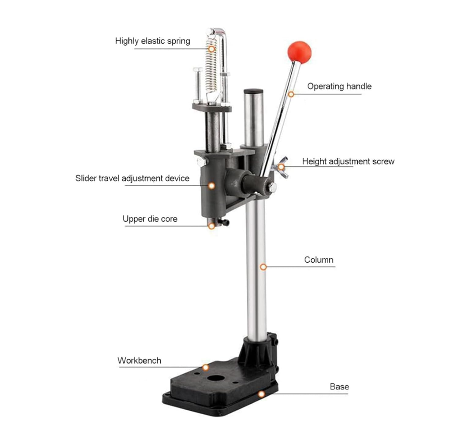 Manual Arbor Press Hand Punching Machine Leather Press Punch Tools for DIY Parts Cutting Forming Pressing(L)