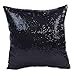 Produktbild Rosennie Solid Color Glitter Pailletten Dekokissen Fall Cafe Home Decor 40cm*40cm Kissenbezüge (Himmel Blau) (Schwarz)