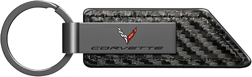 iPick Image Llavero de cuero PU con textura de fibra de carbono para Chevrolet Corvette C8, con licencia oficial