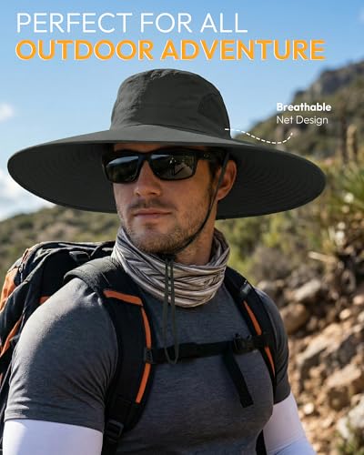 Sombrero de sol para hombre con ala ancha impermeable miniatura 2