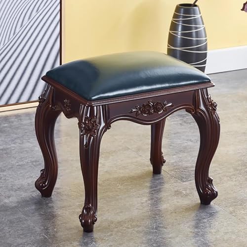 Banco otomano tapizado con reposapiés con diseño tallado de madera para sala de estar y asientos de entrada
