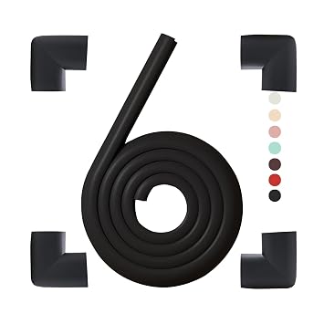 Foam Edge Protector Baby and Corners Guard for Table, Black | 4 Corner 6.5ft Bumpers,Baby Proofing Edge Protectors,Soft Baby Safety Guards,Suitable for Furniture Fireplace Desk