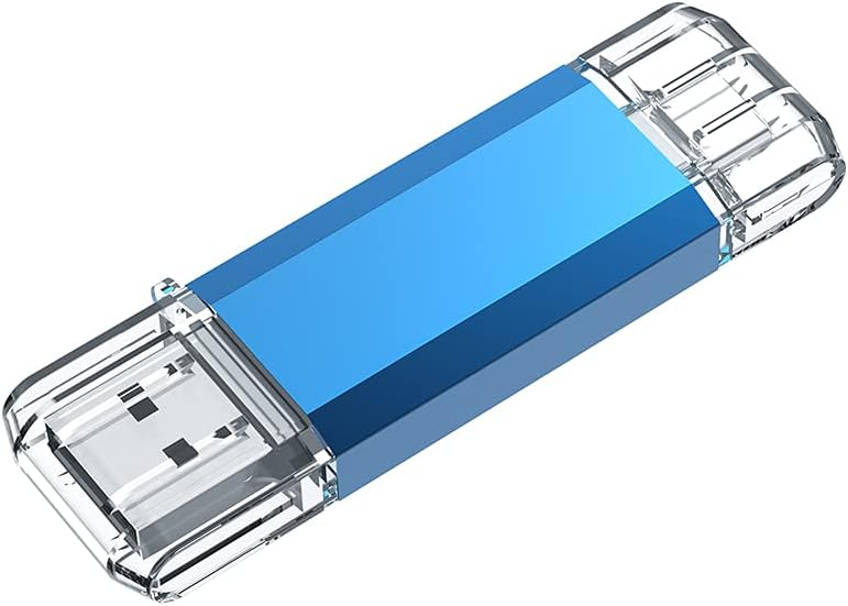 JUANWE 128GB USB C Flash Drive 3.0 High Speed Dual Interface Memory Stick Dust Proof Thumb Drive for Android iPad MacBook PC Data Backup Blue