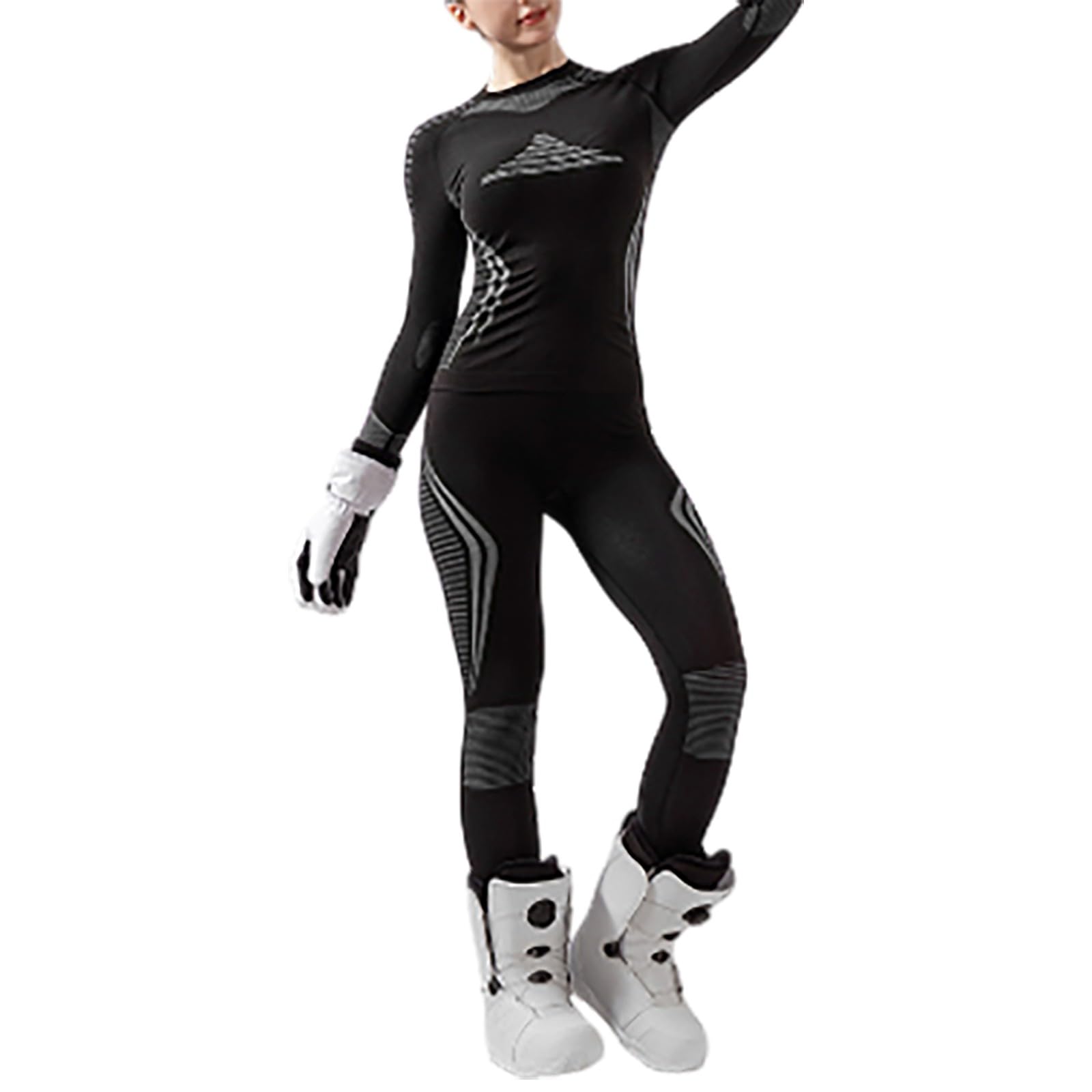 Ensemble Femme Ete 2 Pièces sous-vêtements Thermiques d'hiver pour Femmes - Combinaison de Pantalons en Polaire pour Ski randonnée et Sports d'hiver