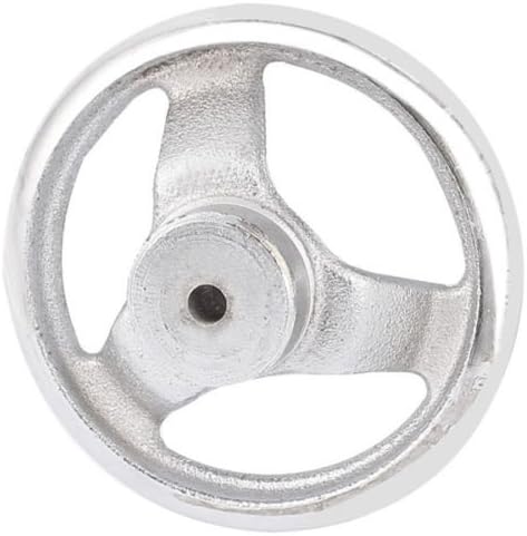 Miniatura 4 de 1 rueda de mano redonda de 3.937in de diámetro y 3 radios de hierro plateado para máquina de fresado Lathe