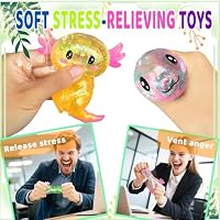 Axolotl Squishy Stress Relief Toy Glitter Fidget Toys Cute Malt Sugar Axolotl Toy Fidget Toys for Kids Youth Adult, Party Favors Anxiety Relief Squishy Toys(Blue) — image 6