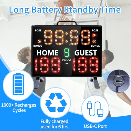 Tableau de score électronique LED 2025 portable avec télécommande pour le sport - 4