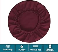 Vista 4 de Fundas para Taburetes de Barra de PU - Impermeables, Lavables, Fundas de Asiento Redondas con Bandas Elásticas para Sillas de 12-17 Pulgadas