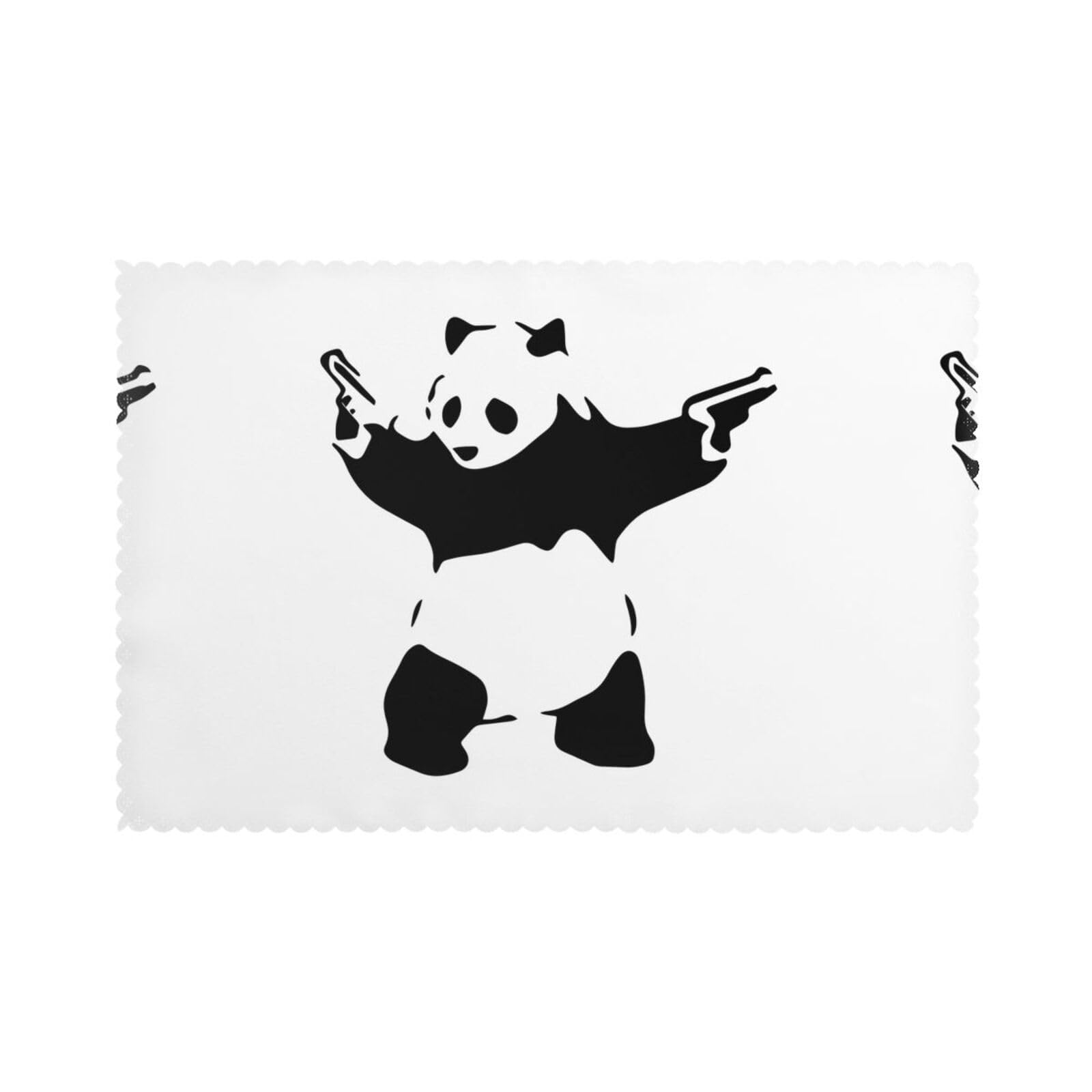 WHJDPP Panda With Prints Placemats Set of 6 12x18in – Durable Table Layers for Stylish Home, Hotel & Festive Gatherings