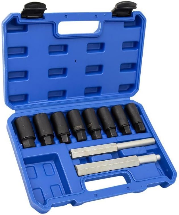 10 Piece Locking Wheel Nut Removal Socket Set Alloy Wheel Bolt Extractor Kit 18–25mm 40CR Steel with Punches