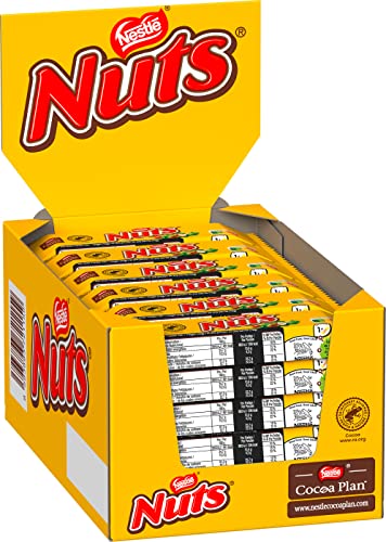 NESTLÉ NUTS Schokoriegel, der Klassiker mit ganzen Haselnüssen & Karamell umhüllt von Milchschokolade, 24er Pack (24x42g)