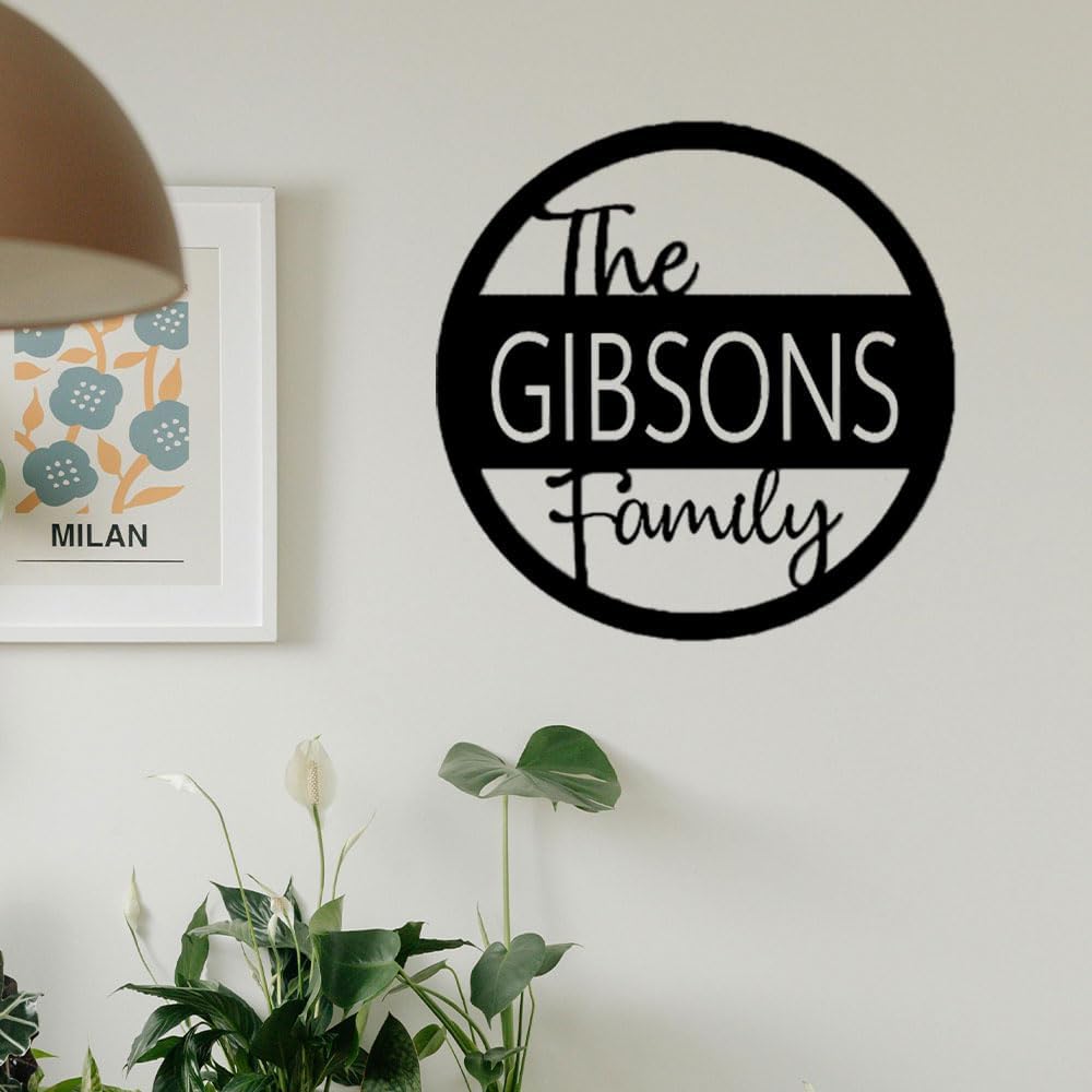 JINMA Personalized Heart Wall Decor, Custom Family Name Metal Heart Sign, Wall Art for Couples,Anniversary,Wedding,Valentines Day (Black 2)