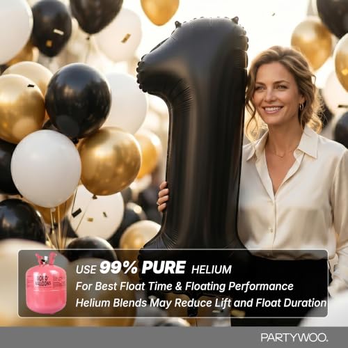 Image of PartyWoo Black Number 21 Balloon 40 Inch 25pcs Black Foil Star White Gold