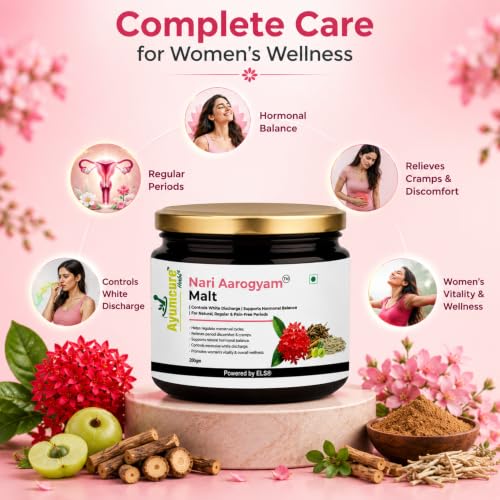 Image of Ayumcure Nari Aarogyam Malt 200g | White Discharge (Leukorrhea) & PCOS Relief | Balances Hormones, Regulates Periods, Eases Cramps | Boosts Women's Energy & Vitality | 100% Ayurvedic