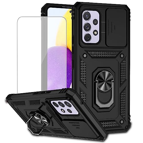 Coque Galaxy A53 5G antichoc avec protection écran verre trempé et anneau magnétique noir