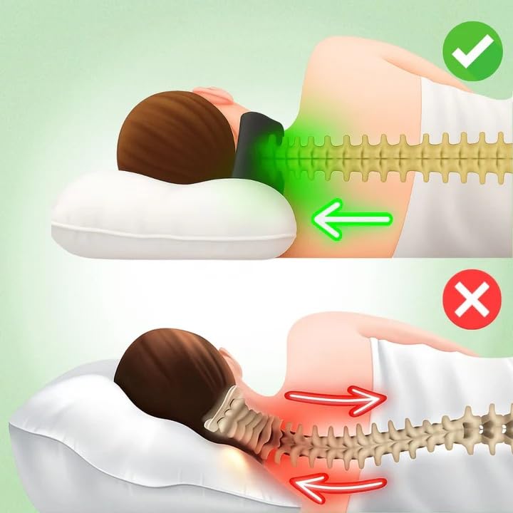 Orthoback Lunaris - Ergonomische Nackenstütze gegen Verspannungen, Schnarchen und Apnoe(Schwarz,M(40CM))