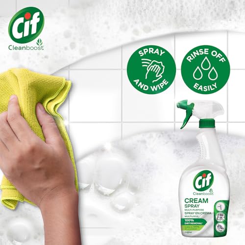 Image of Cif Cleanboost Cream Spray Original Multipurpose Surface Cleaner | 100% Dirt Removal | Tough Stain Cleaning | 650 ML