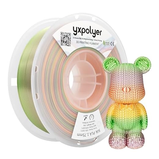 YXPOLYER Rainbow PLA Filament Silk PLA Multi Color 3D Printer Filament 1.75mm 1kg, Gradient Multicolor 4-Colors Rainbow, Gold, Green, Purple, Bronze
